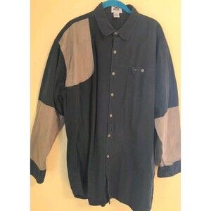 Vtg Duxbak Long Sleeve Button Shirt Men's 2XL Green Brown Hunting Shooting Nice